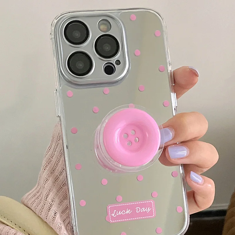 Cute 3D Simulated Plain Button Candy Bracket Mobile Phone Accessories Universal Holder Finger Ring Back Case Cover Stand Support