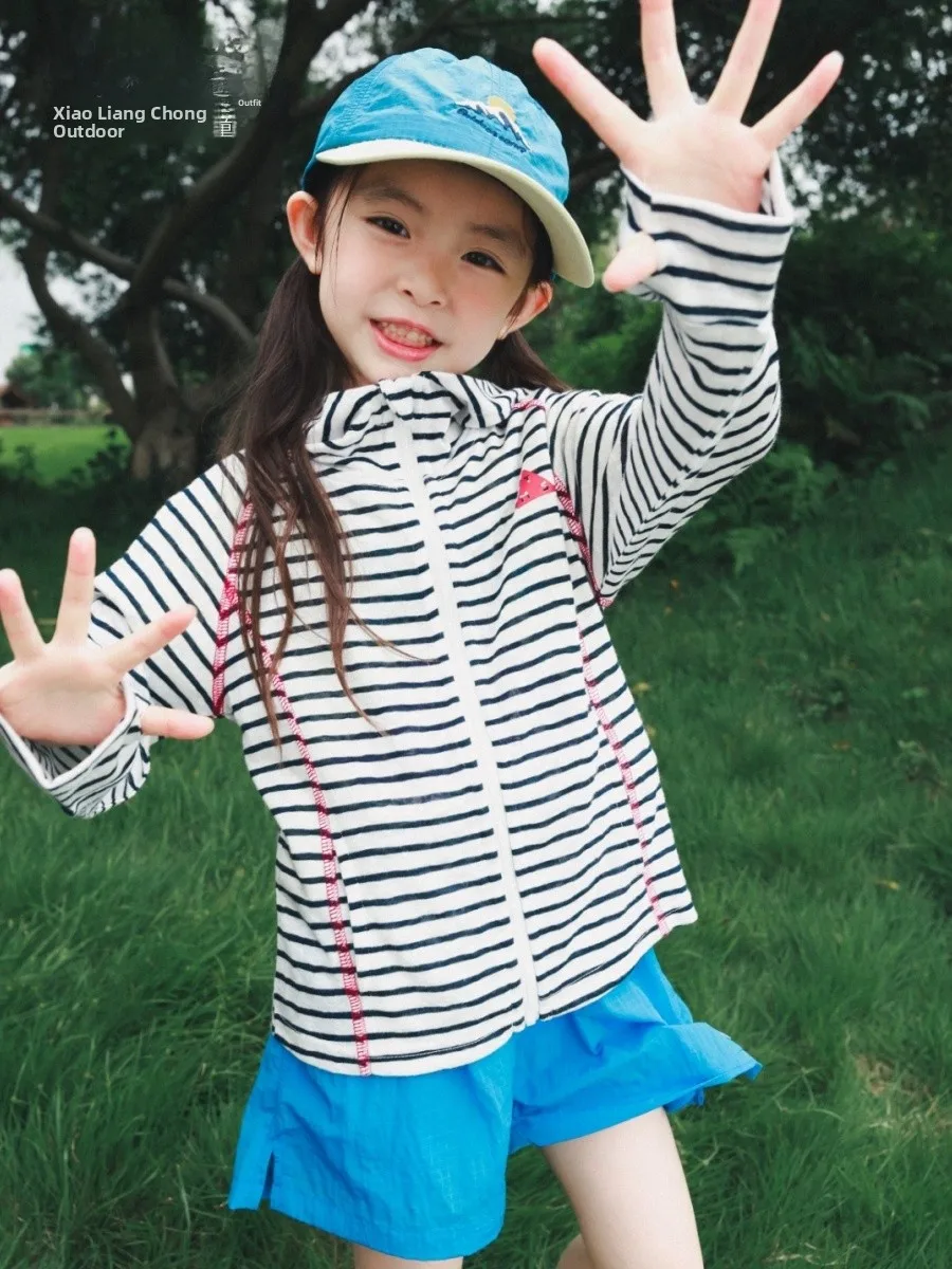 

Lightweight Outdoor Stripe Sun Protection Clothes for Girls Camping Style Summer New Arrival FaceC Brand Breathable Long Slee...