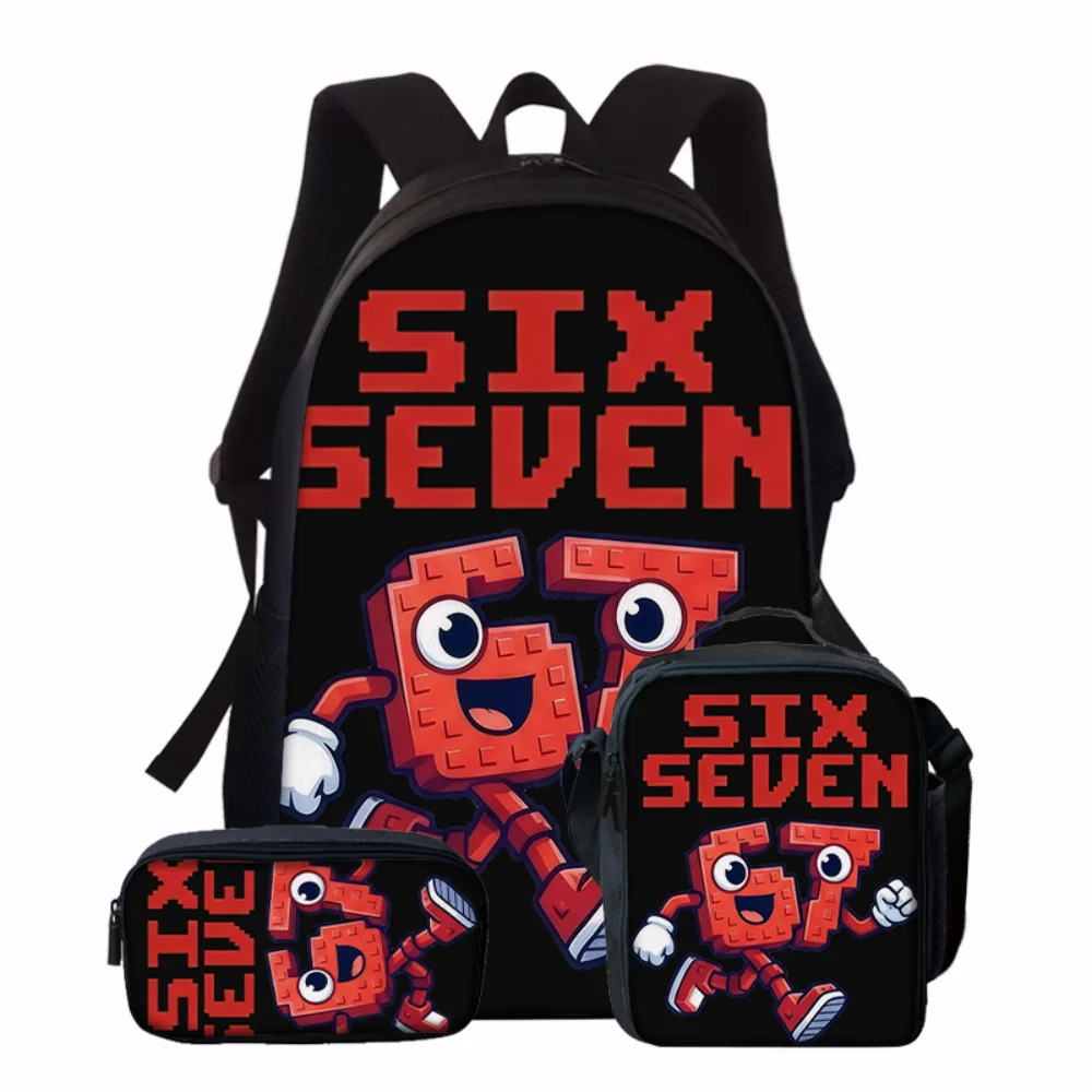 3PCS Numbered 6&7 Pattern Backpack Set | The Perfect Choice for School & Travel