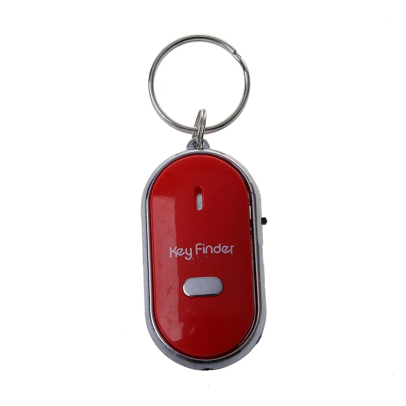 B04B-12Pcs Whistle Lost Key Finder Flashing Beeping Locator Remote Keychain LED Ring