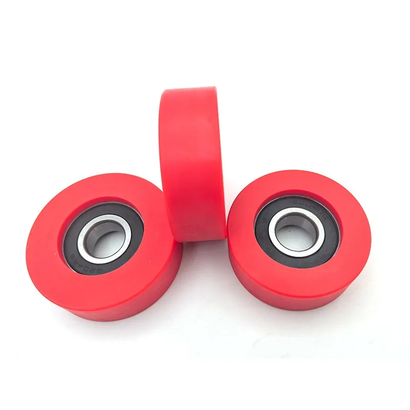 Polyurethane roller PU polyurethane rubber-coated bearing 6203 wear-resistant rubber guide pressure wheel silent 6202