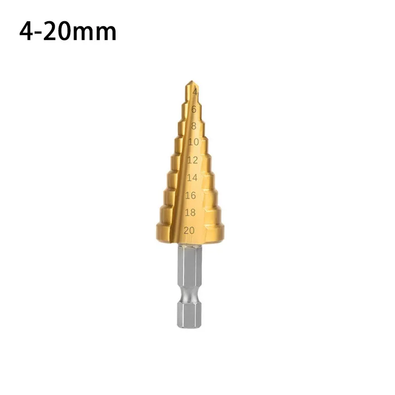 Wiertło stopniowe 3-12mm 4-12mm 4-20mm HSS prosty rowek wiertło stopniowe pokryte tytanem drewna metalowy otwór narzędzie do wiercenia rdzenia