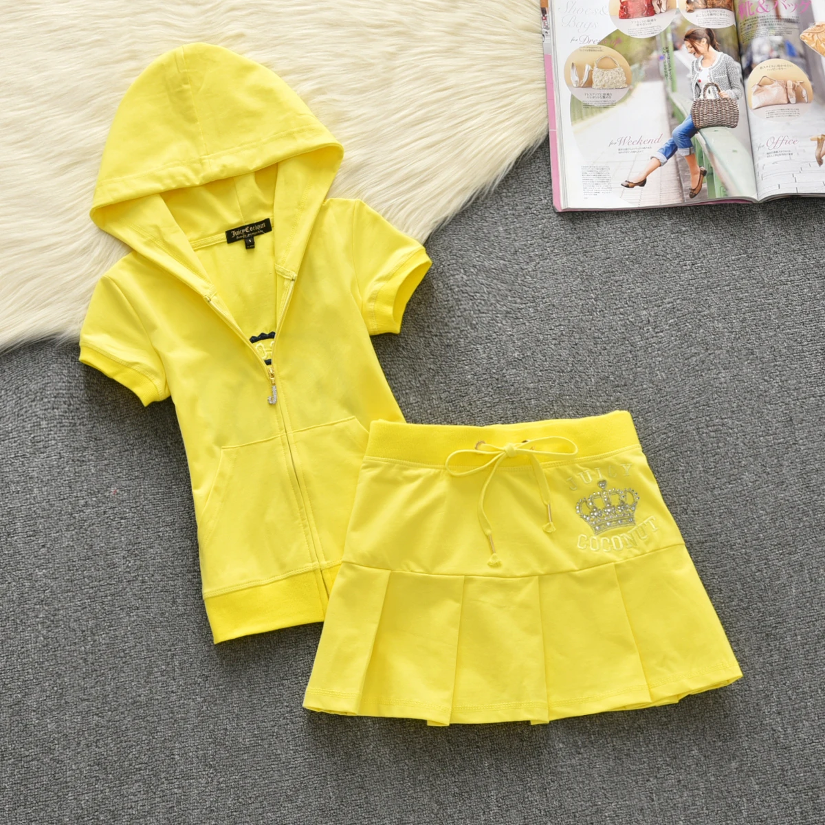 628 Cool Pleated Skirt Set Short Sleeved Skirt Embroidered Korean Version Pure Cotton Student Casual Sports Two-Piece Set