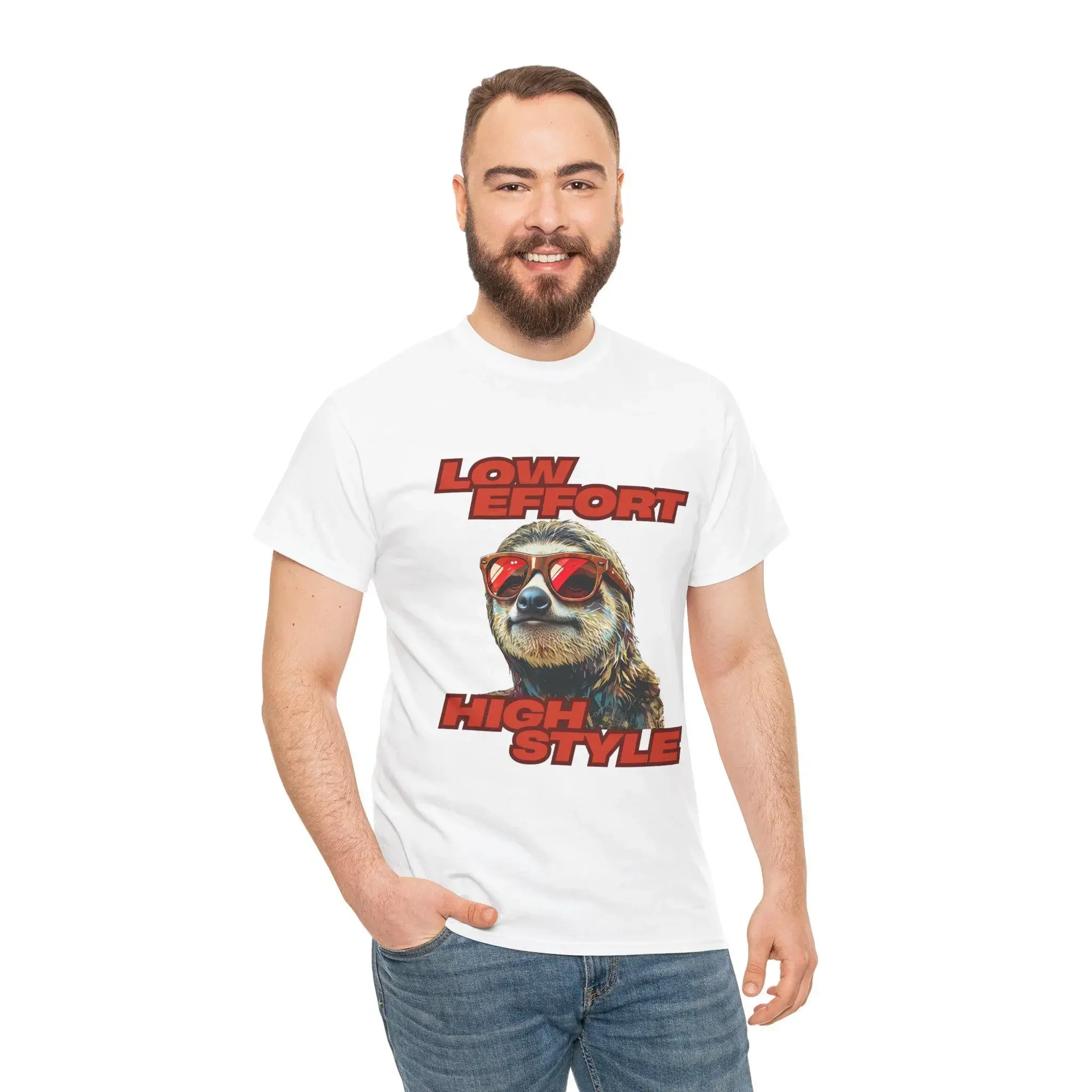Sloth Vibes T Shirt Low Effort High Style Relaxed Funny Casual Wear Summer Fun Animal Lover