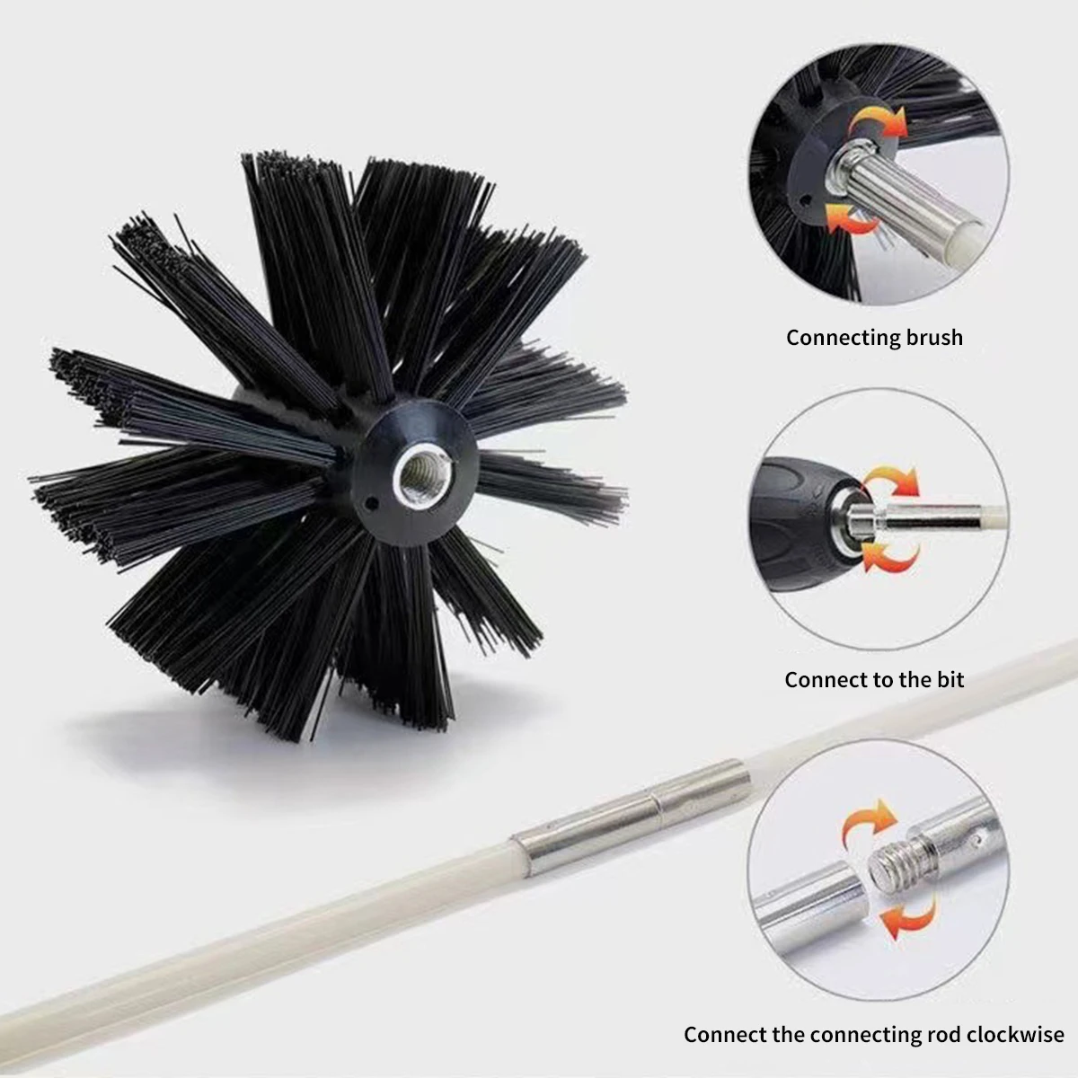 Chimney Brush 100Mm+150Mm Double Layer 9 Rods Chimney Cleaning Wood Stove Chimney Brush Duct Cleaner For Dryer For Wood Stove