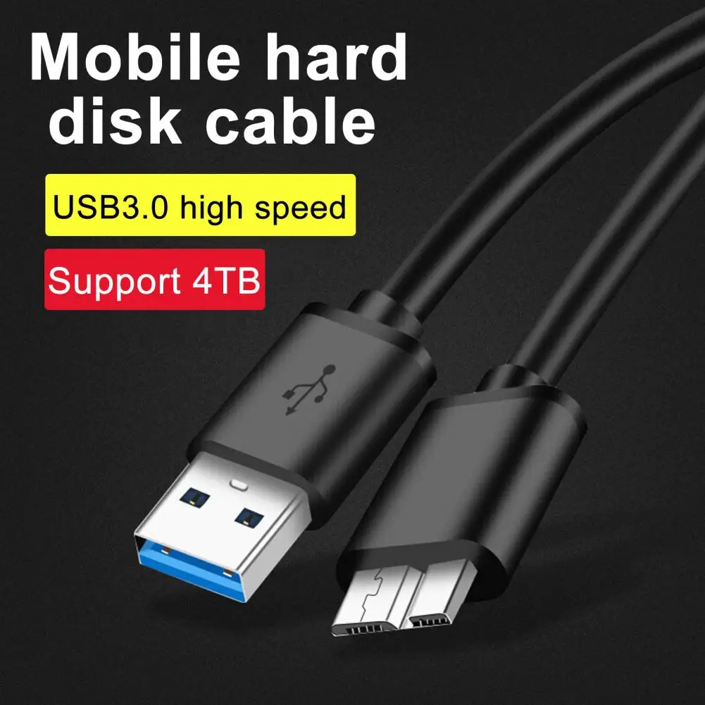 Data Cable Wide Compatibility Hard Drive Cable PVC Anti-corrosion Portable USB 3.0 to Micro B Converter Cable for Samsung Note