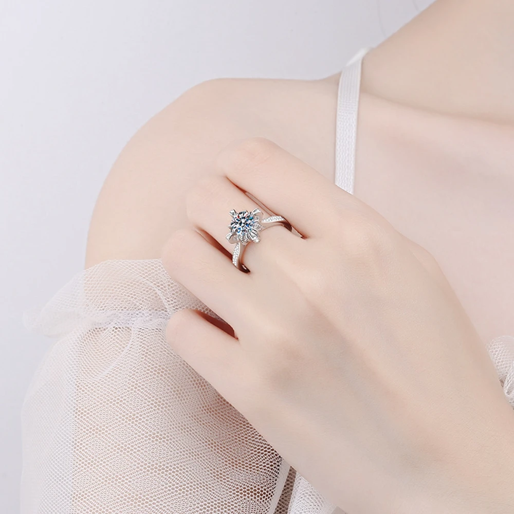 PuBang Fine Jewelry Real 925 Sterling Silver White Gold D Moissanite Sparkling Diamond Ring for Women Wedding Gift Free Shipping