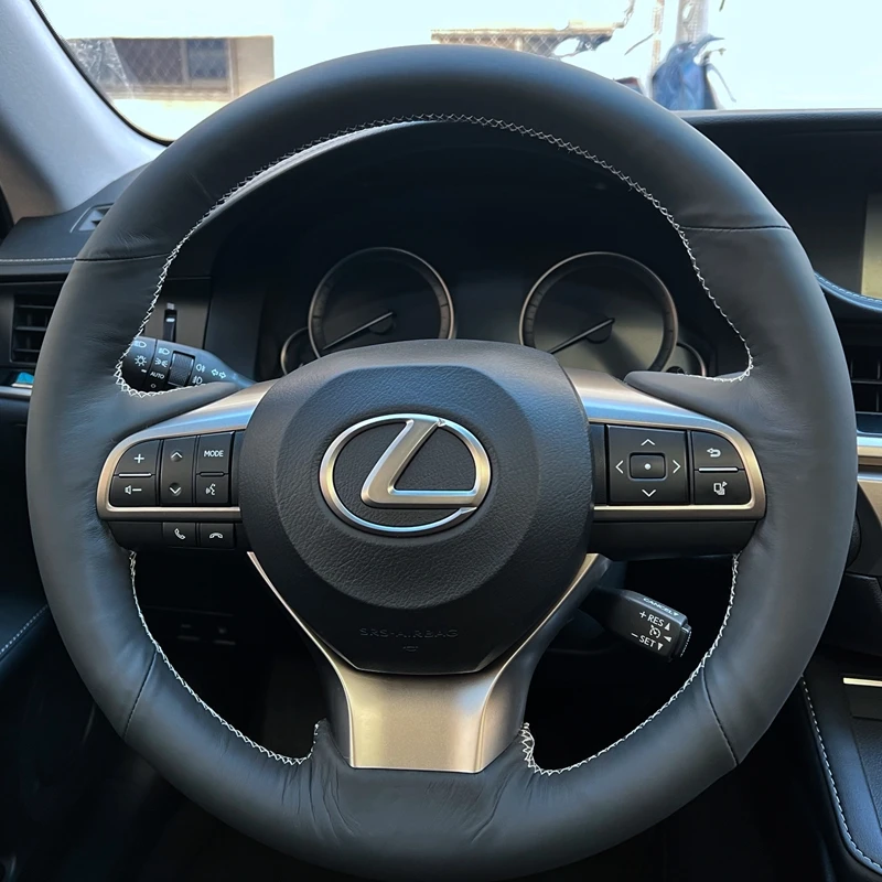 

Custom Car Steering Wheel Braid Cover 100% Fit For Lexus ES300h ES350 2016 2017 2018 Genuine Leather Auto Interior Accessories