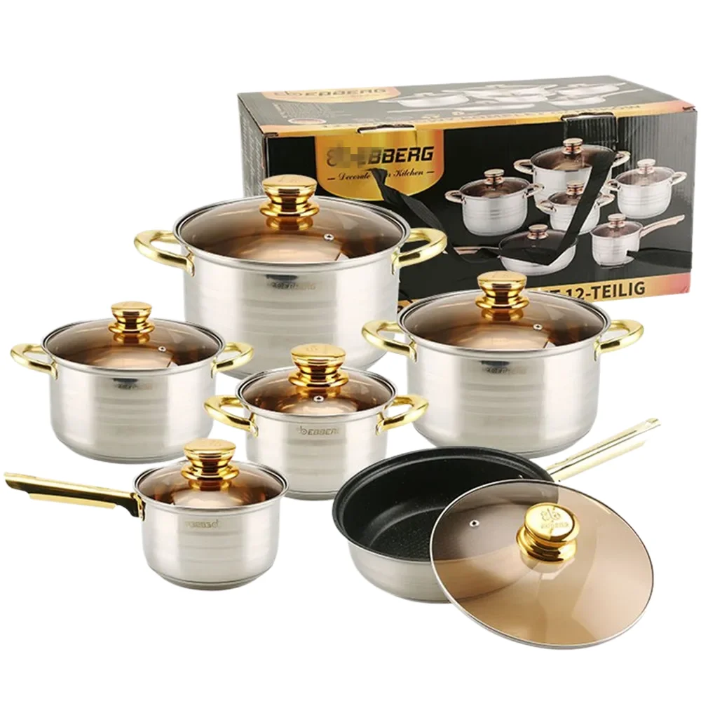 Novelty Design Induction Kitchenware Set Stainless Steel Cooking Pots & Casseroles Panela Ollas Saucepan Metal Cookware