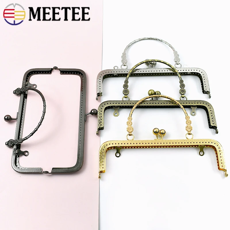 

1/2Pcs 20.5cm Handbag Handle Embossed Frame Clutch Vintage Metal Kiss Clasp Purse Bracket Lock Buckle DIY Hardware Accessories