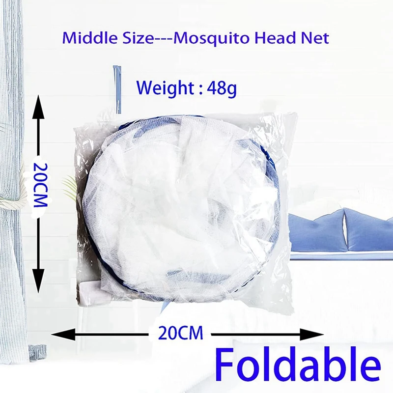 2X Portable Mosquito Head Net Foldable -Up Travel Mosquito Net For Bed Free Installation-Medium Size