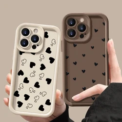 เคสโทรศัพท์สำหรับ iPhone 16 15 13 14 PRO MAX 11 12 13 MINI 7 8 PLUS XR x XS MAX SE2022ลายหัวใจฝาครอบกันกระแทกเนื้อนิ่มสีด้าน