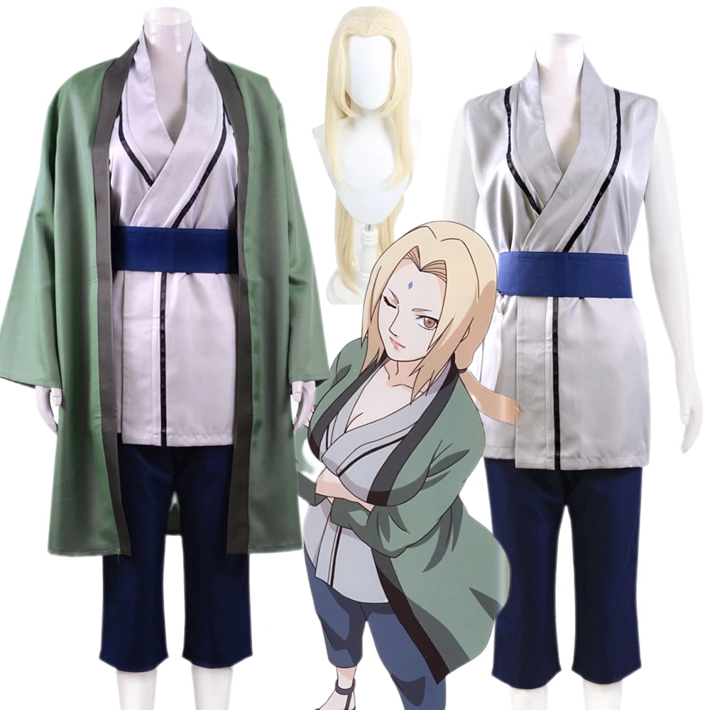 Disfraz de Cosplay Tsunade, Kimono de Anime, Tsunade, Cosplay, ropa Ninja, peluca, conjunto completo, Navidad, Halloween, traje de Carnaval para mujer