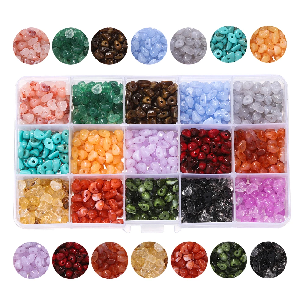 

750pcs/Box Imitation Natural Stone Beads Irregular Acrylic Spacer Loose Bead Set for Bracelet Necklace DIY Jewelry Making