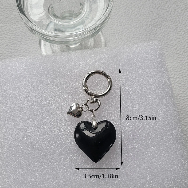 Y2K Vintage Black Heart portachiavi moda metallo portachiavi auto portachiavi borsa ciondolo zaino appeso decorazione coppia regali