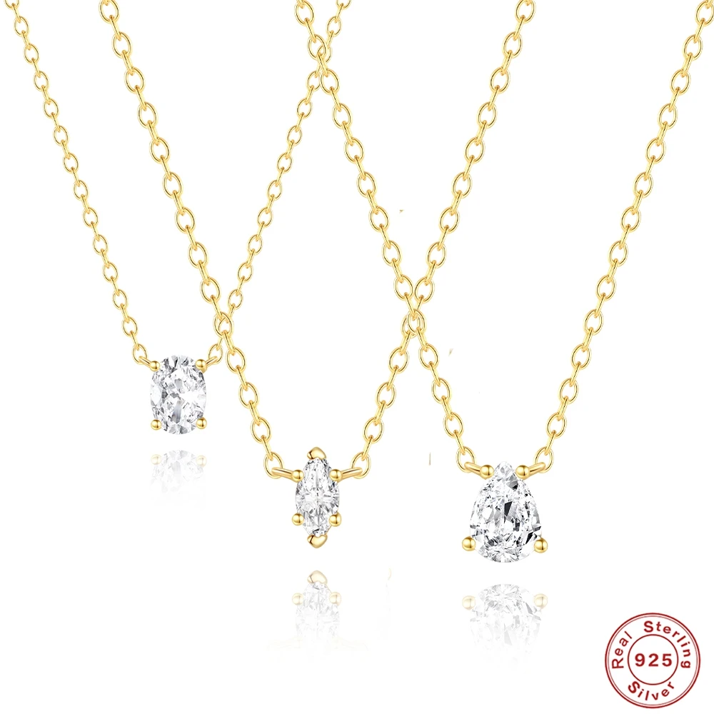 

AIDE стерлингового серебра 925 пробы, большие элегантные ювелирные изделия с цирконом, блестящий циркон, кулон, ожерелье, уникальное женское модное колье-цепочка, воротники на шею