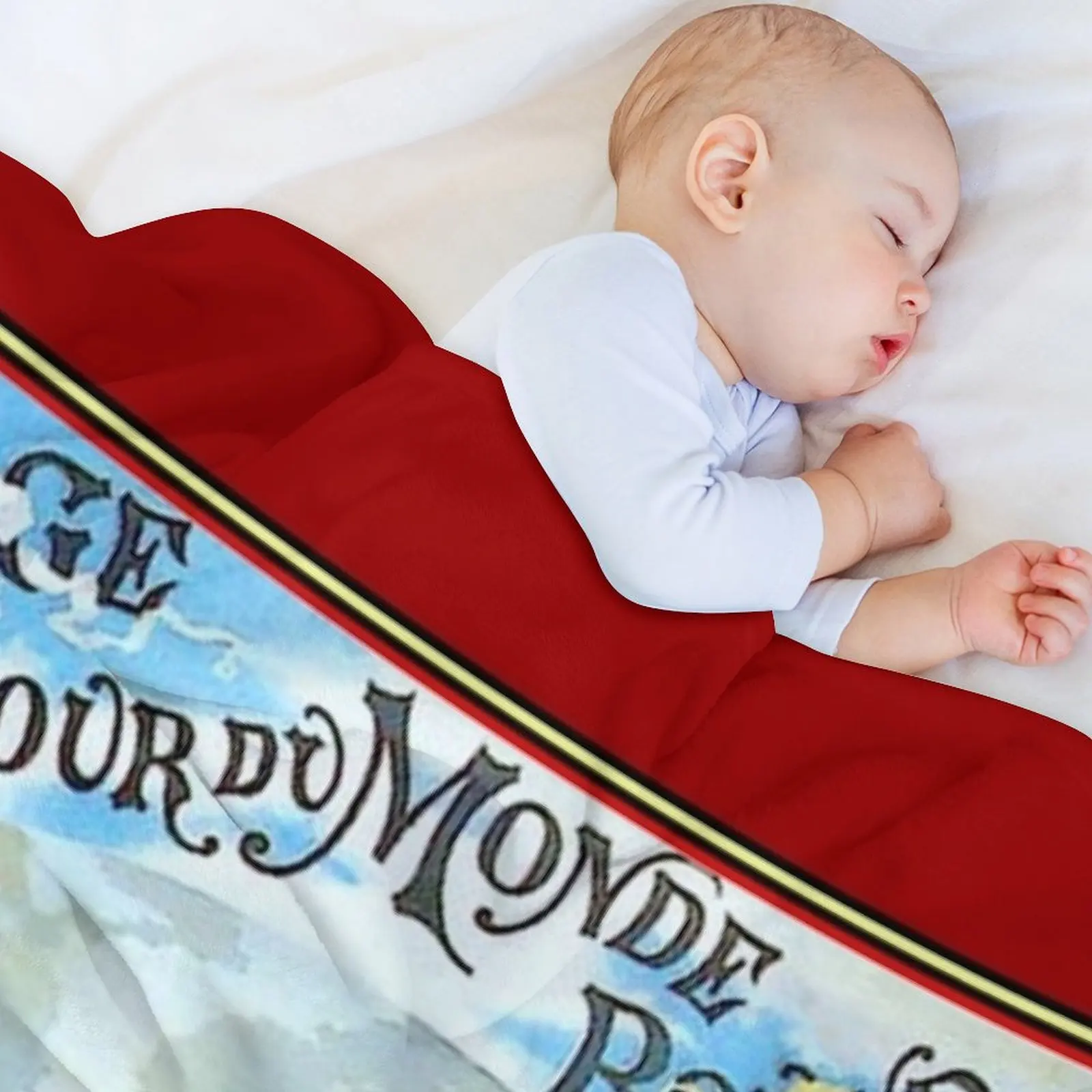 80일간의 세계일주; 빈티지 줄 베른 프린트 담요 캠핑 이동식 체크무늬 장식용 침대 담요