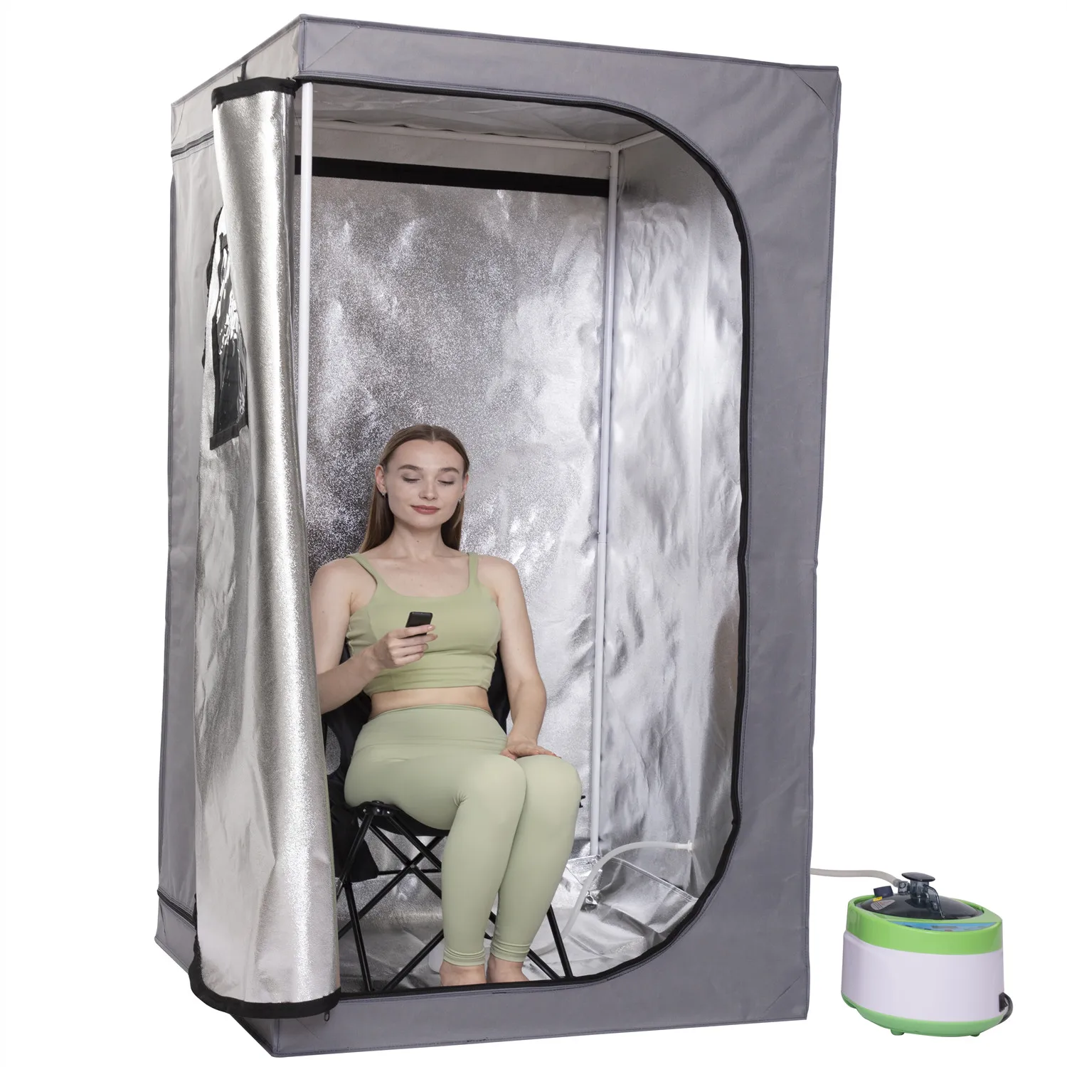 Portable  Sauna Room Full Body Bigger Size Tent for Sauna–Personal Home Spa With 4L Steamer Ease Insomnia  Steel Pipe Support