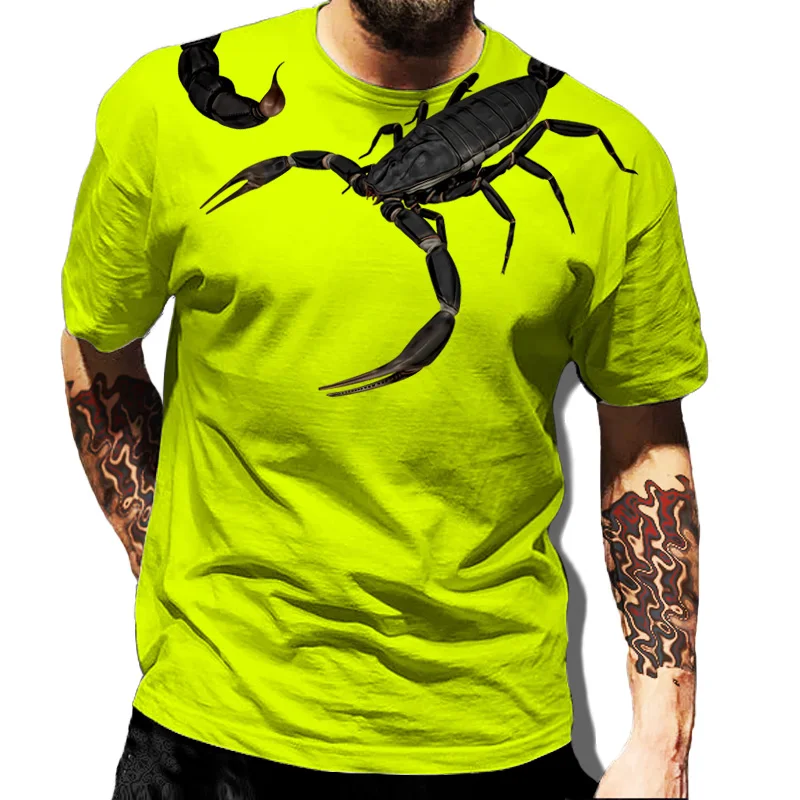 Scorpion Pattern T-shirt For Men Summer Poison Graphic 3D Print Tees Red Sport T Shirt Women/Men Novelty Hip Hop Tops oversized