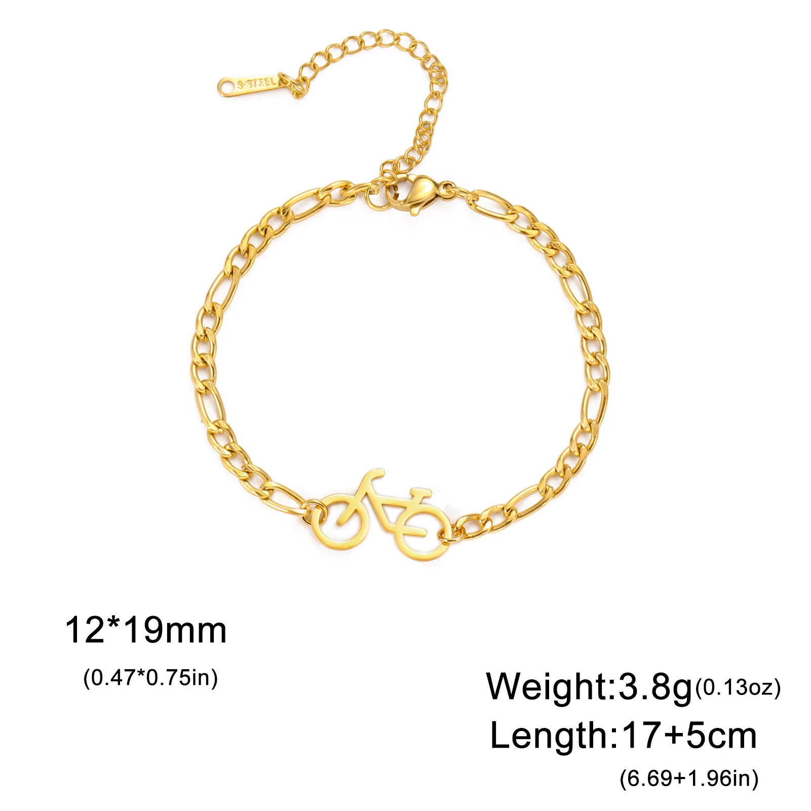 Lemegeton Bicycle Bracelets Stainless Steel Jewelry Cycling Sports Figaro Chain Bangle Women Men Foot Anklets Bike Pendant Gifts