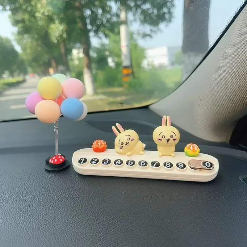Chiikawa Car Temporary Stop Sign Parking Mobile Phone Number Plate Aromatherapy Ornaments Usagi Hachiware Car Accessories Gift