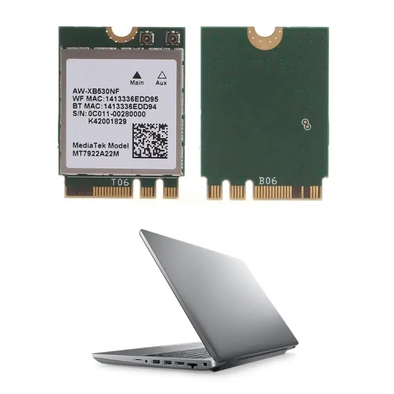 

RZ616 MT7922A22M WiFi 6E Card 5374Mbps Tri-Band Wireless Adapter with 5.2, Linux Wireless Module NetworkCard WLAN for Laptops