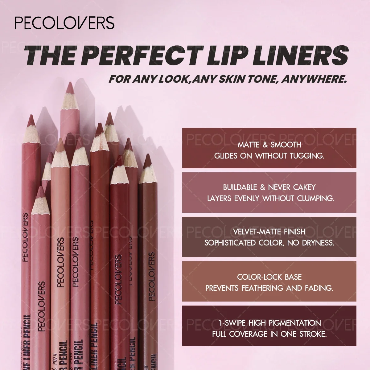 Delineador de labios mate, fórmula de lápiz, rosa desnudo/marrón/rojo, efecto suave, labio tridimensional, apto para principiantes, 1 ud.