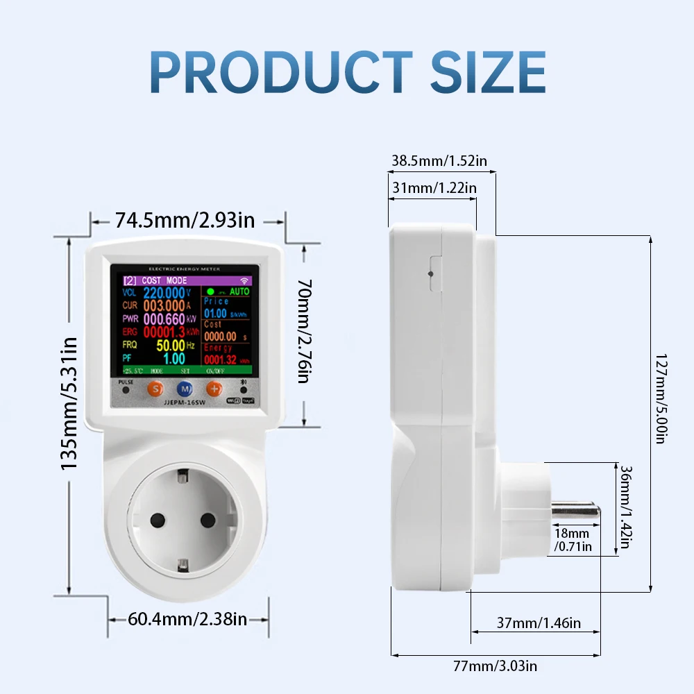 AC 220V Tuya WiFi Socket Digital Power Frequency Energy Meter Electric Timer Controller Amp KWh Switch Watmeter Tool EU Plug