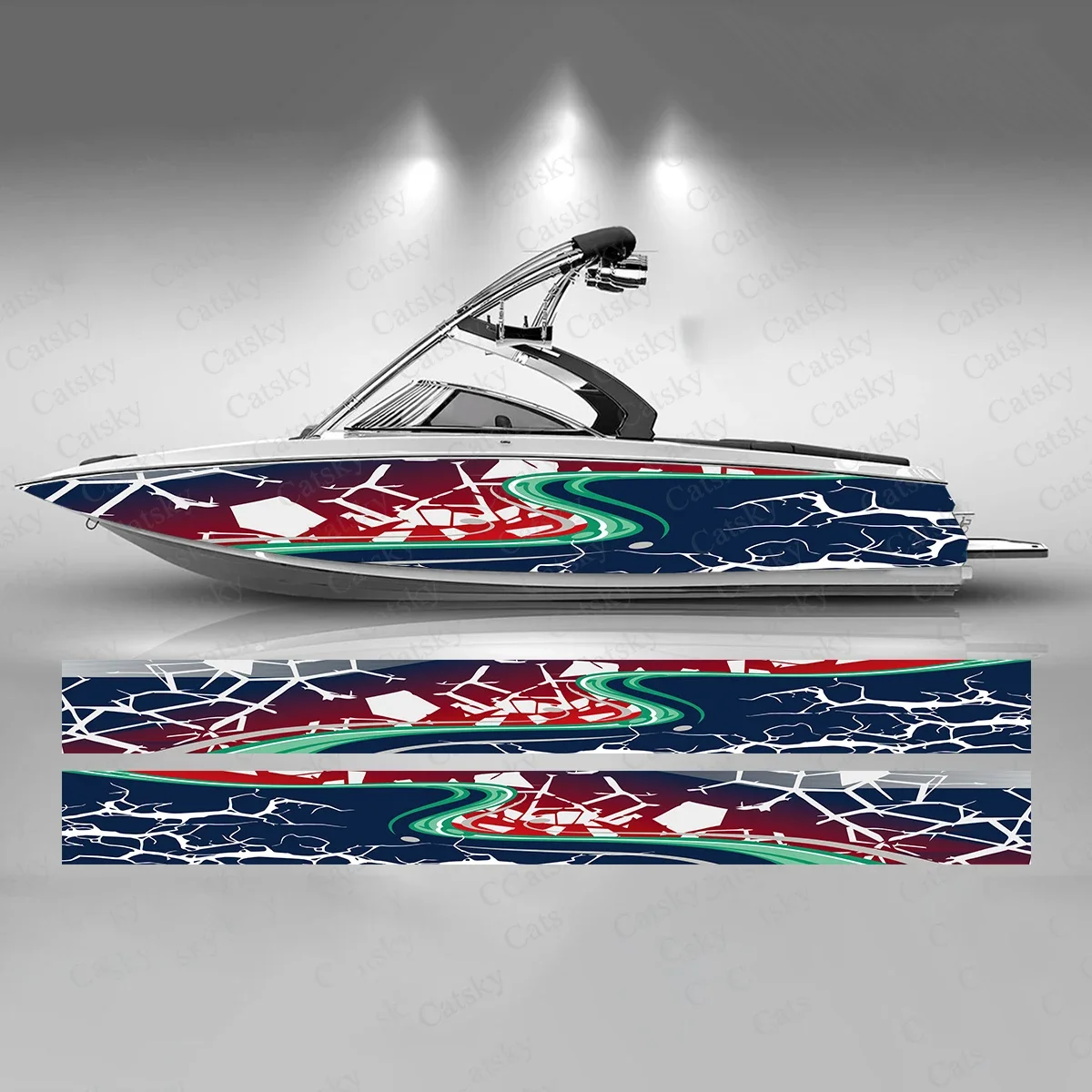 

Dynamic Lines Shattered Colored Boat Sticker Fashion Custom Fish Boat-Sticker Vinyl Waterproof Boat Wrap Graphic Boat Wrap Decal