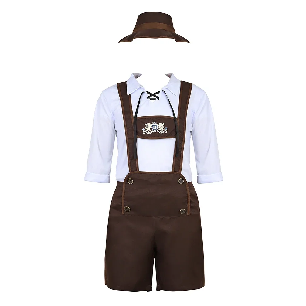 Men's Bavarian Costume Oktoberfest Outfit Lederhosen Mens Costume Beer Fancy Dress Halloween Costumes for Men Cosplay Disguise