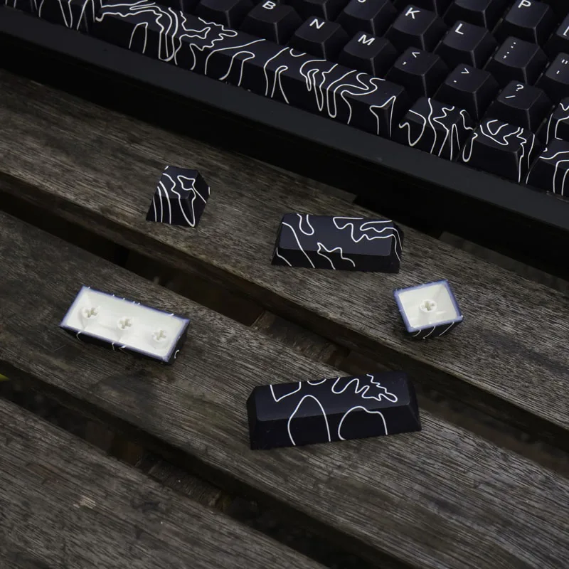 Imagem -05 - Gmk-canyon Preto Teclado Mecânico Key Cap Pbt Keycaps Sublimação de Corante Perfil Cereja 142 Chaves