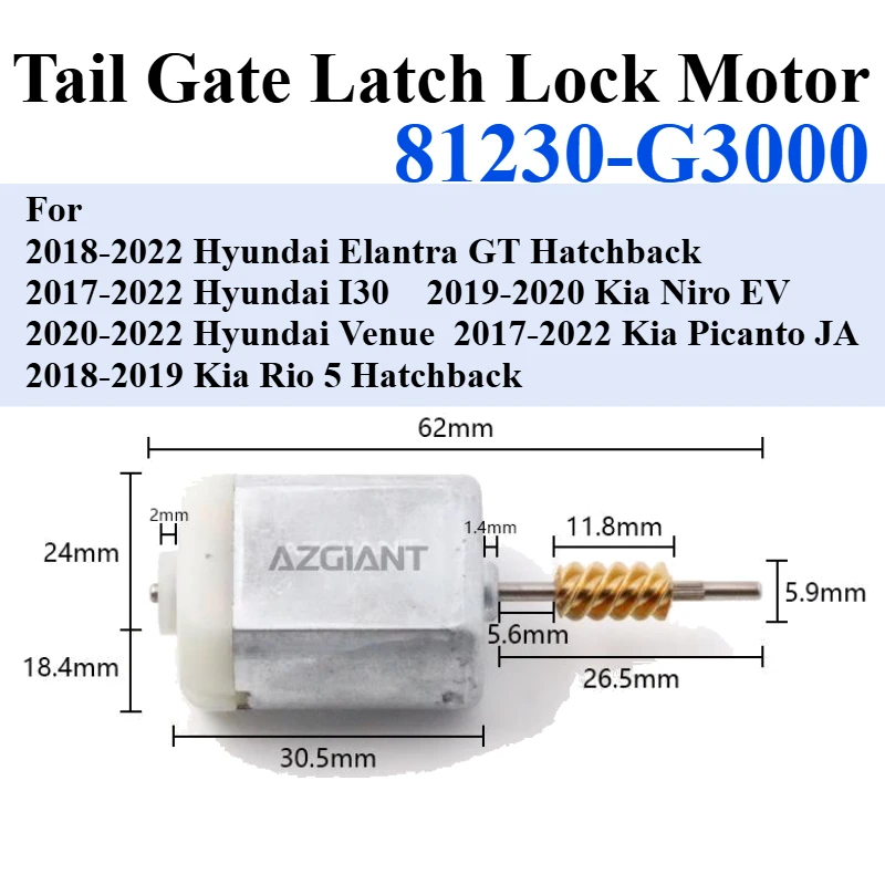 1020613 For Hyundai I30 Elantra GT Venue Kia Picanto JA Niro EV Rio 5 Hatchback Car Tailgate Rear Boot Latch Lock Power Motor