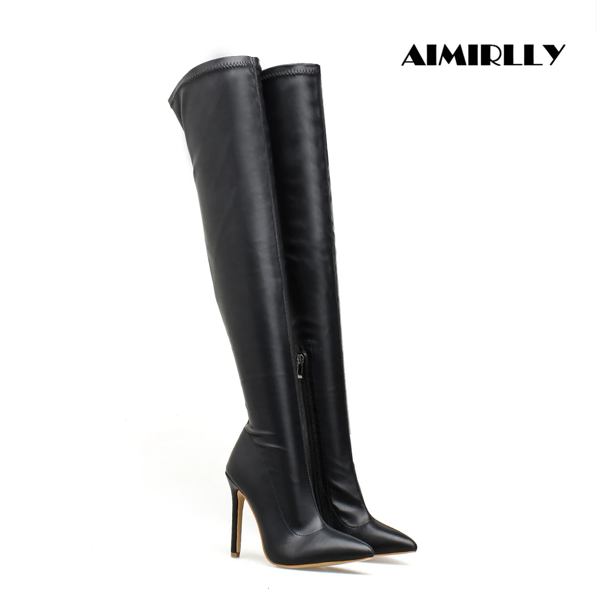 

Women's Over Knee Boots Pointed Toe High Heels Shoes Short Zipper Black Fashion Ladies Winter Long Boots