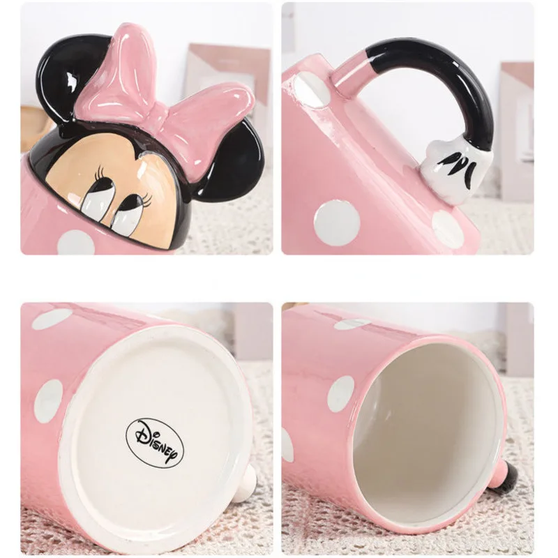 Imagem -06 - Disney-bonito dos Desenhos Animados Super Minnie Mickey Cup Canecas de Moda Criativa Punho de Decoração de Casa Casal Garrafas de Água Estética Cerâmica