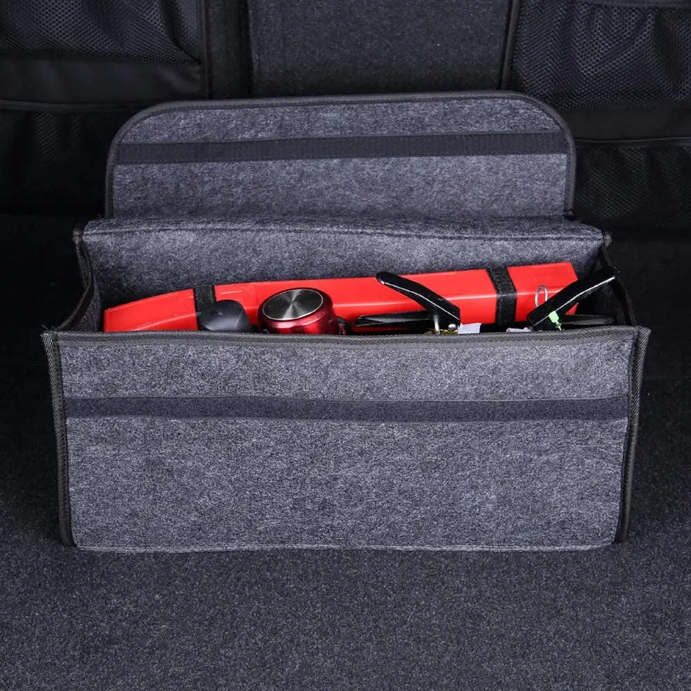 New Car Trunk Organizer Car Collapsible Soft Felt Storage Box Cargo Container Box Trunk Bag Stowing Tidying Holder Multi-Pocket