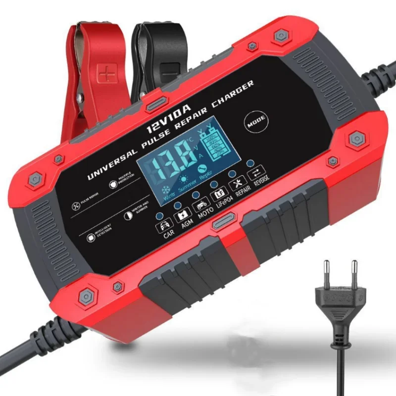 Chargeur de batterie de voiture au lithium de fer, réparation d'impulsions de batterie au lithium, plomb-acide, AGM, GEL, PB, 12V, 10A, 14.6V