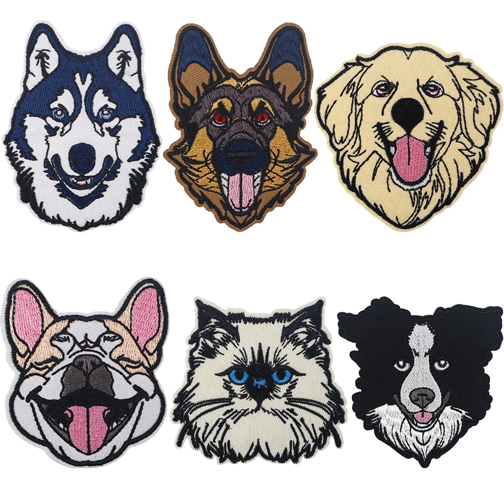 Pet Cats and Dogs DIY Embroidered Iron On Patches Badges Patchwork Sewing Applique Jacket Backpack Badges