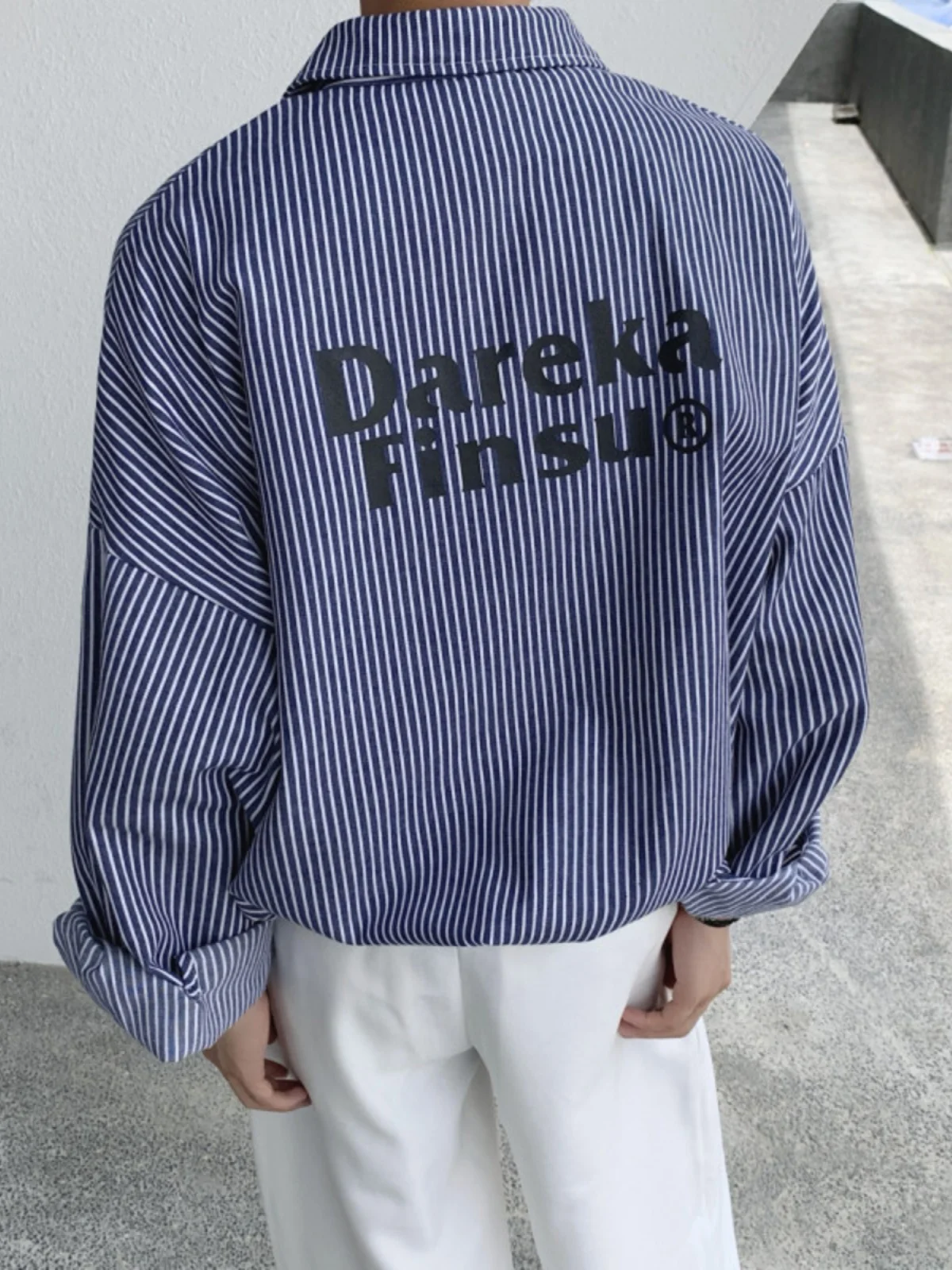 

Trendy Men's Long Sve Striped Loose irt Faionable All-Match Printed Design Breathable Cotton Polyester Blend Casual irt