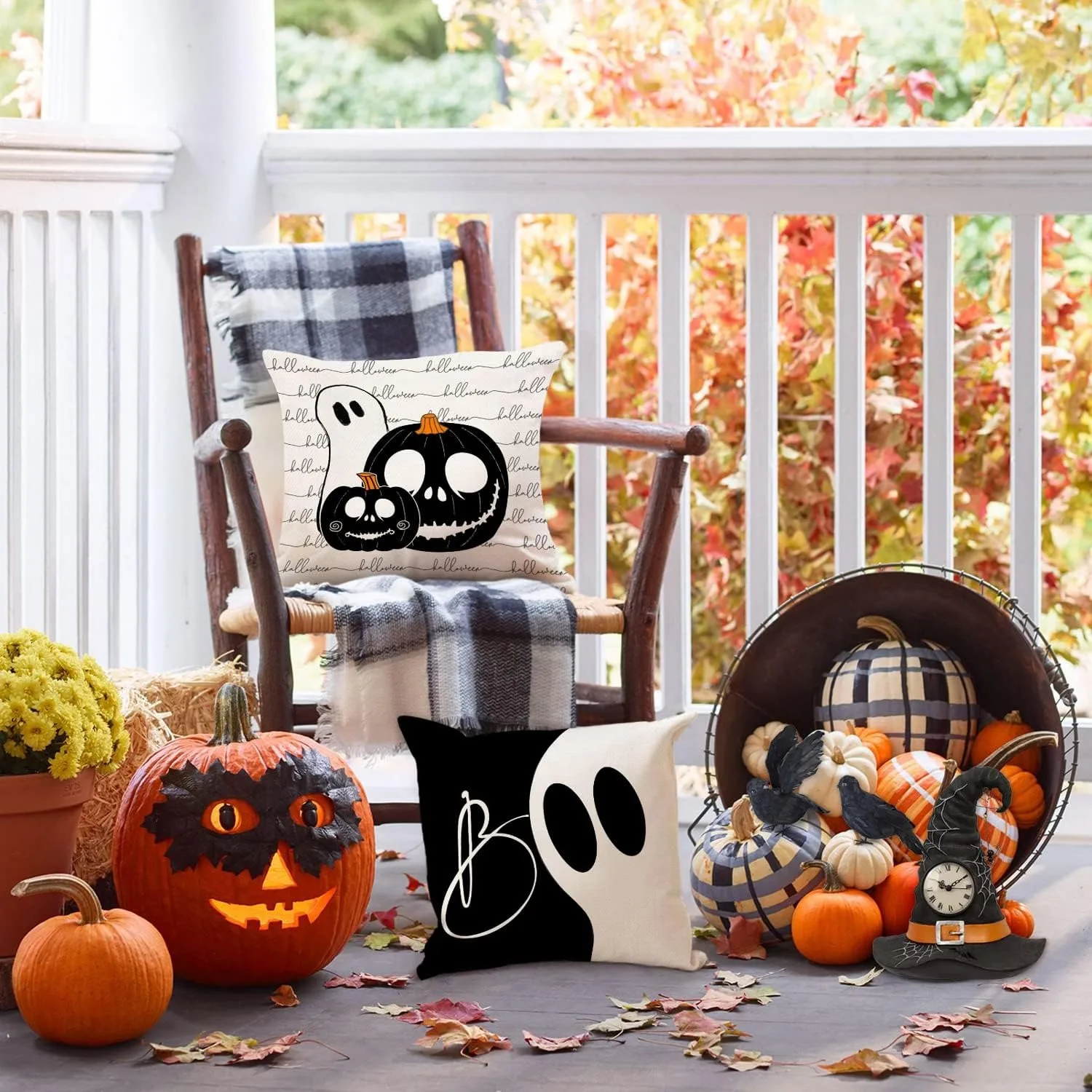 Halloween Themed Pillowcases: Spooky Pumpkins, Ghosts, and Witches! Sofa cushion cover, holiday party decoration, gift - Image 2