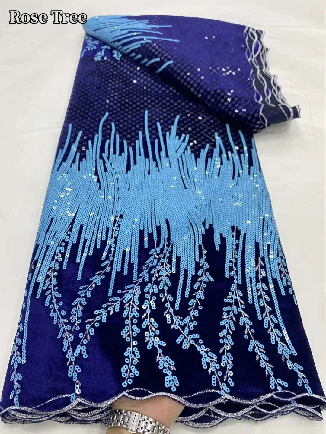 

African Embroidered Velvet Lace Fabric 2024 High Quality Latest Nigerian Sequined Fabric Material For French Party Dress