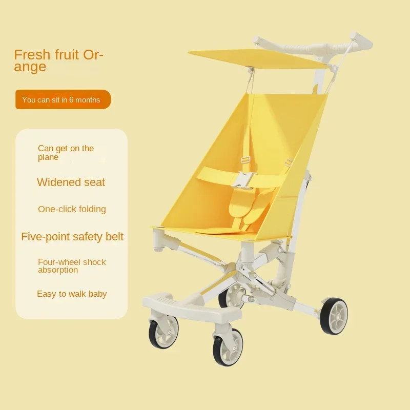 Four-wheeled Baby Stroller High Landscape Foldable Lightweight Stroller Can Be Taken on The Plane Anti-tip Newborn Stroller