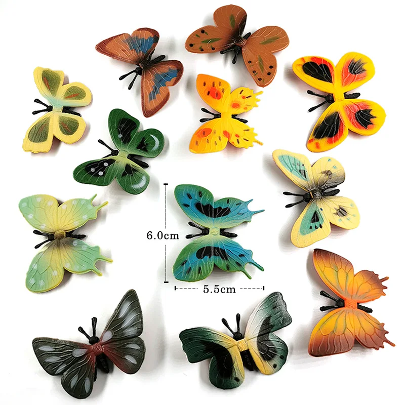 12pcs Insect Spider Butterfly Fish Dinosaur Cat Snake Figurine  Model Home Decor Miniature Fairy Garden Decoration Accessories
