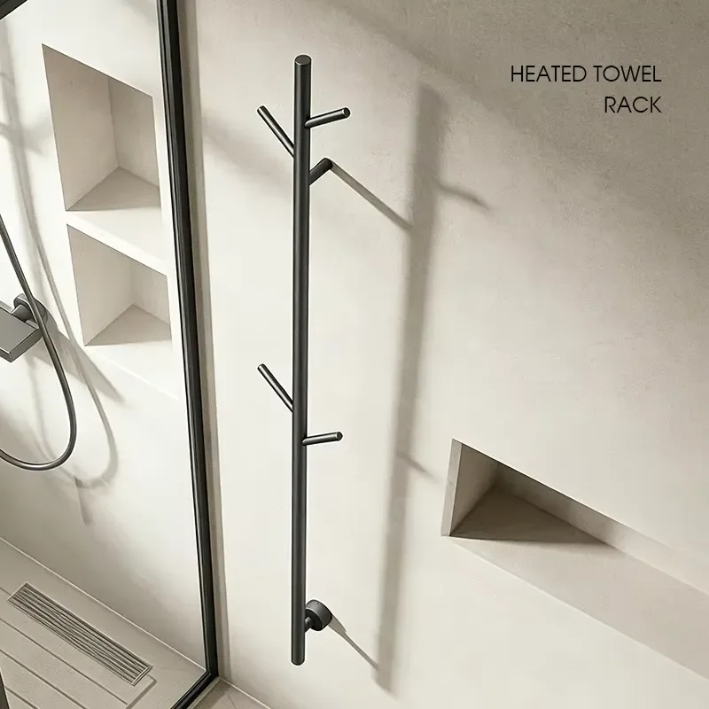 304 Stainless Steel Electric Towel Rack Wall Mounted Heating Bar Modern Minimalist Art Branch Design for Hotel Villa Bathroom