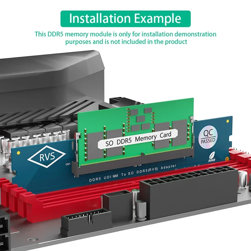 محول اختبار الذاكرة SO DDR5 إلى DDR5 U-DIMM الكمبيوتر المحمول DDR5 الذاكرة SO-DIMM إلى الكمبيوتر سطح المكتب DIMM الناهض بطاقة توسيع محول للكمبيوتر