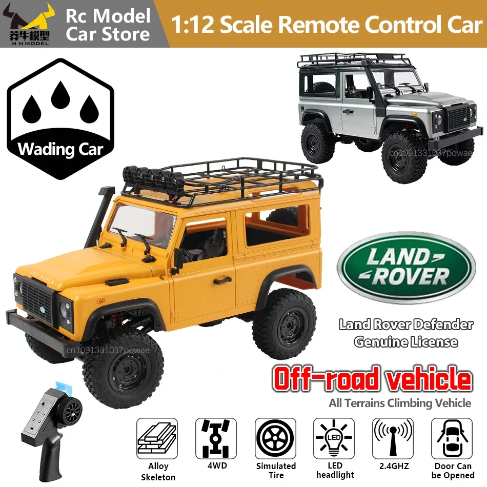 

MN MODEL 1:12 4x4 Remote Control Car D90 Defender Wading Off-road Vehicle Rock Crawler All Terrain Truck Model Adult Outdoor Toy