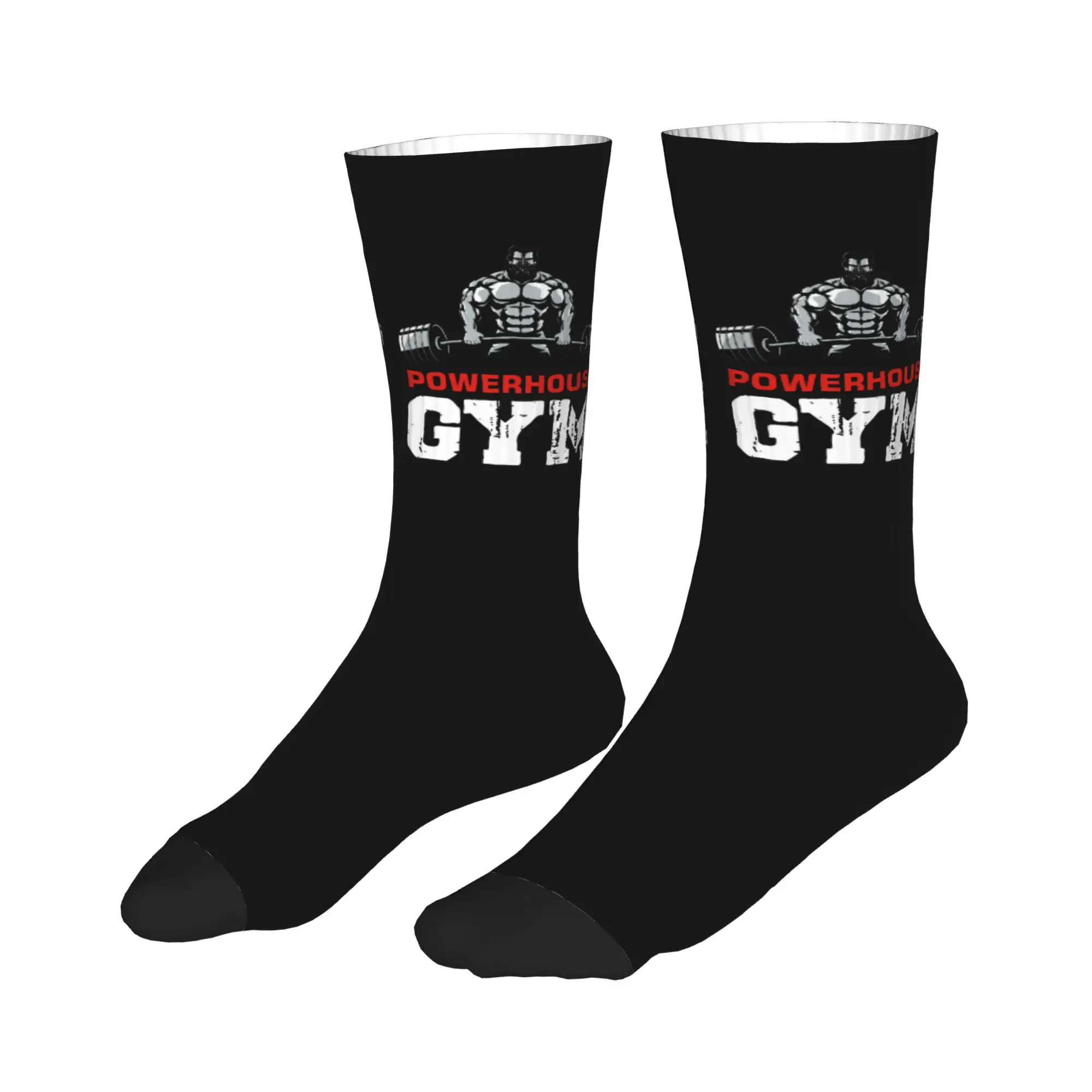 Kawaii Print Bodybuilding Fitness Powerhouse Gym Socks for Men Women Stretch Summer Autumn Winter  Crew Socks view 3