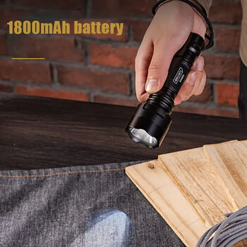 DELI DL551103 LED Strong Light Rechargeable Flashlight USB 5 Modes Long Time Outdoor Camping Powerful Flashlight