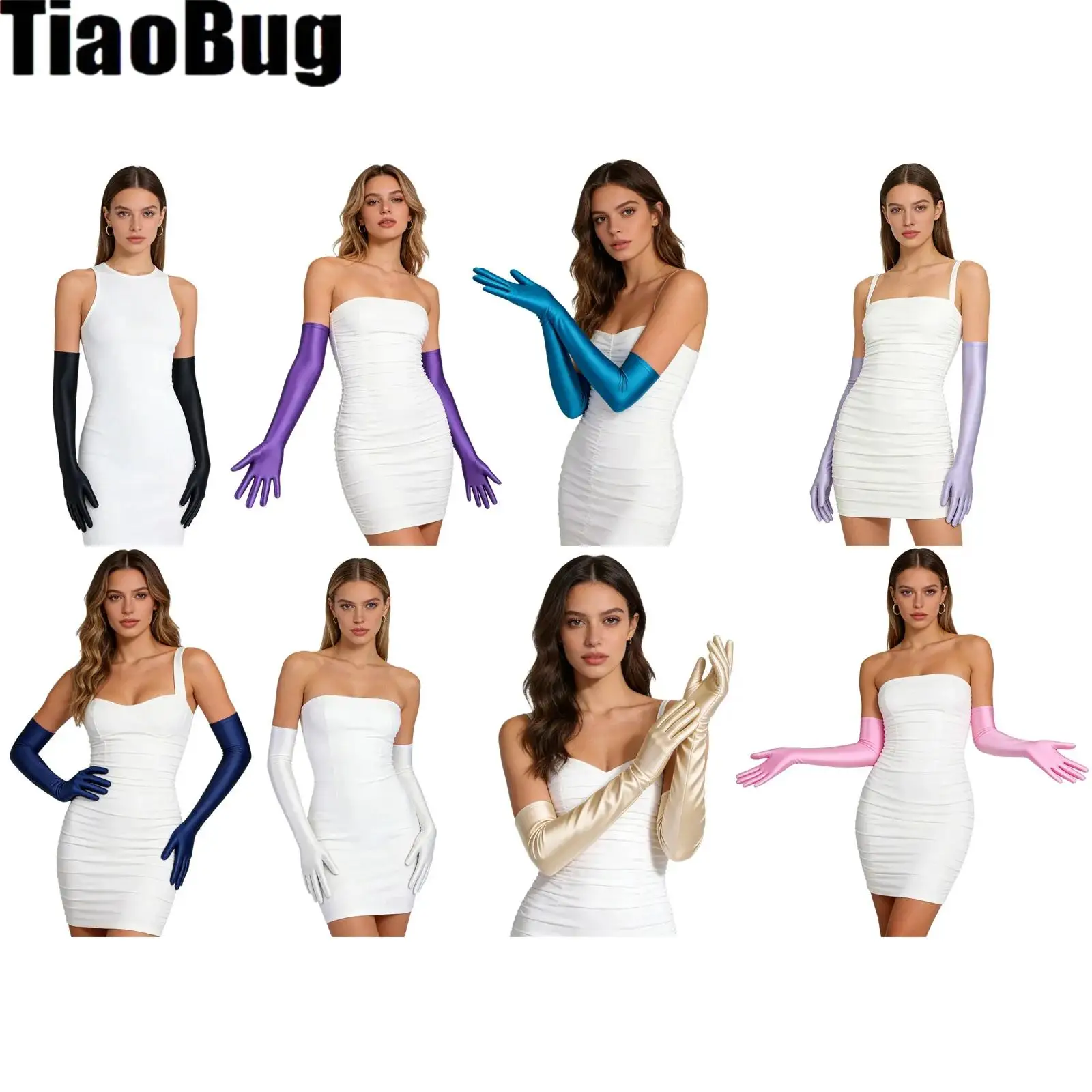 

Женские блестящие глянцевые высокоэластичные длинные перчатки для вечеринок в стиле 20-х, костюм для косплея, аксессуар для Хэллоуина