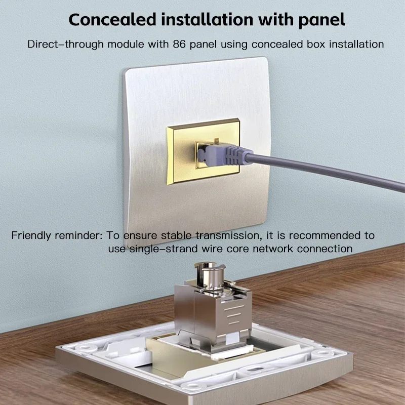 Conector de módulo de liga de zinco FTP com slot blindado RJ45 Keystone, inserção de rede, acoplador sem ferramentas, plugue de Internet, CAT6A, CAT7, 10 GB