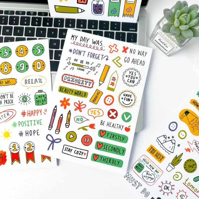 240pcs scrapbook to-do list plan cartoon style graffiti stickers mobile diary computer stickers toys